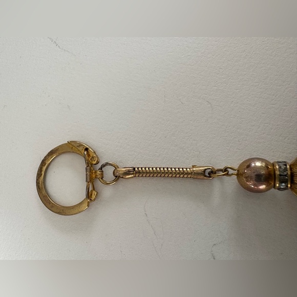 Vintage Gold & Amethyst Purple Rhinestone Keychain Or Bag Charm - Picture 5 of 6